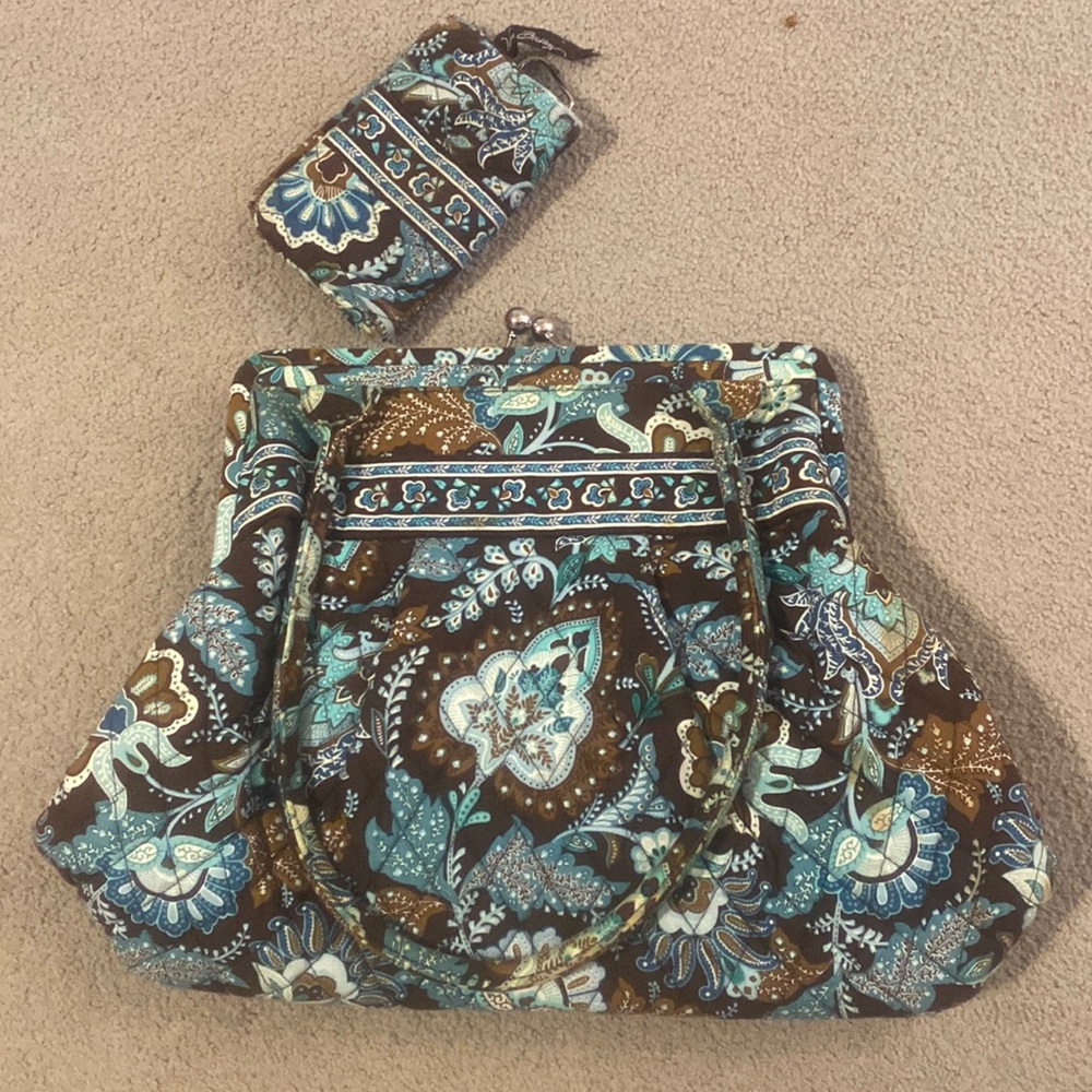 Brown and blue Vera Bradley Purse w/ Wallet